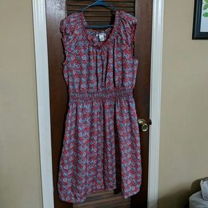 Lightweight red multi colored sleeveless dress